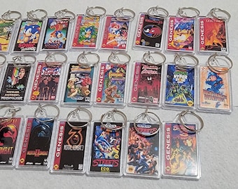 Sega Genesis Game Art Video Game Keychain | Chain | Hanger | Pendent (2- Sided Front and Back) for backpack travel bag purse lanyard keyring