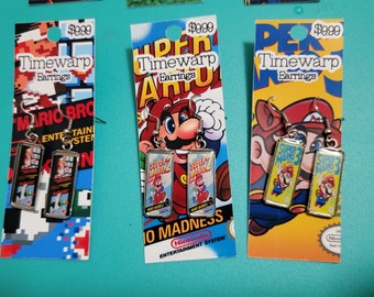 Nintendo NES Game cover art Earrings | Drop | Pendant For Her For Him Gift Idea Birthday Holiday Anniversary Video Gamer Jewely