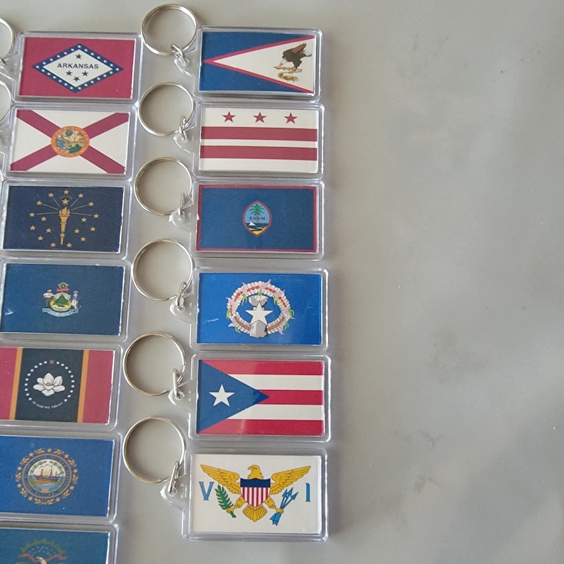 USA Flag and Territory Flags Art Keychain | Chain | Hanger | Pendent (2 ...