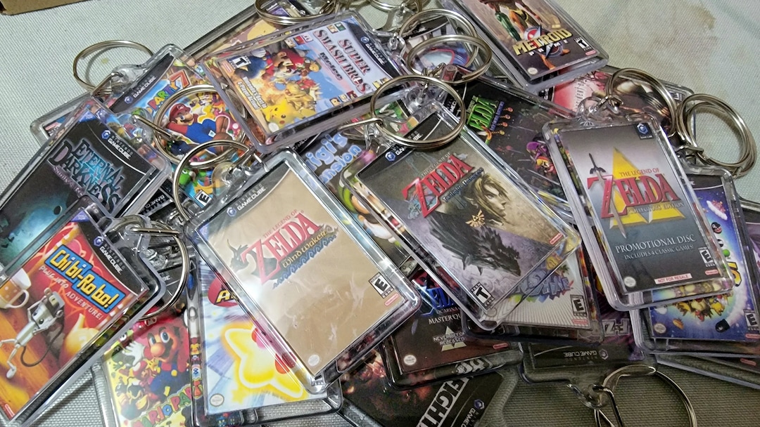 Gamecube GC Game Art Video Game Keychain Chain Hanger Pendent 2 Sided