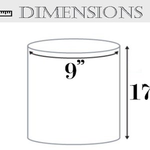 Puede incluir: Un recipiente cil&iacute;ndrico blanco con un di&aacute;metro de 23 cm y una altura de 43 cm.