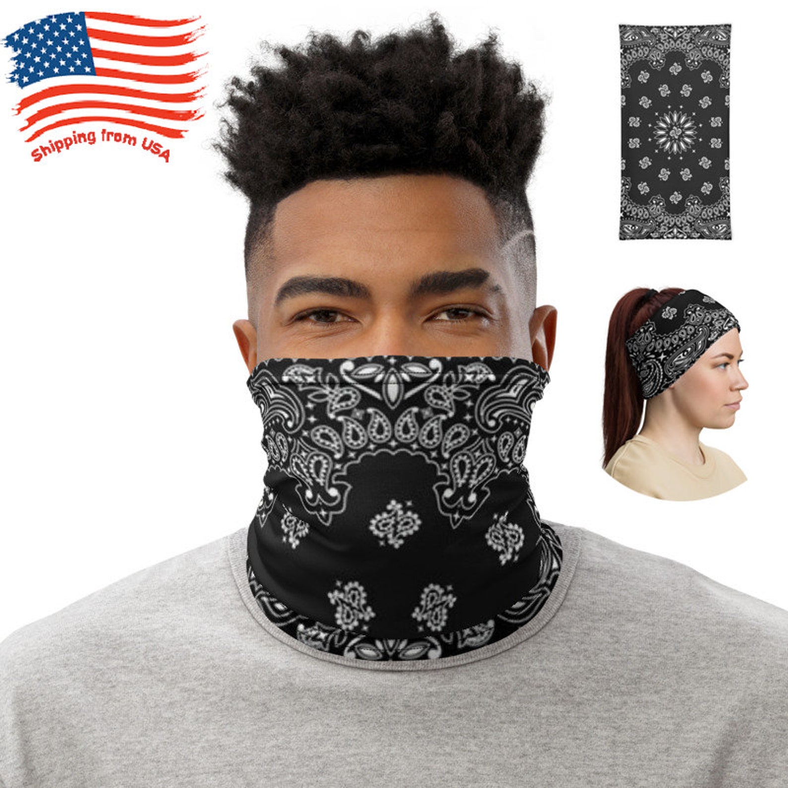 Bandana Face Mask Balaclava Neck Gaiter Scarf for Men and Etsy