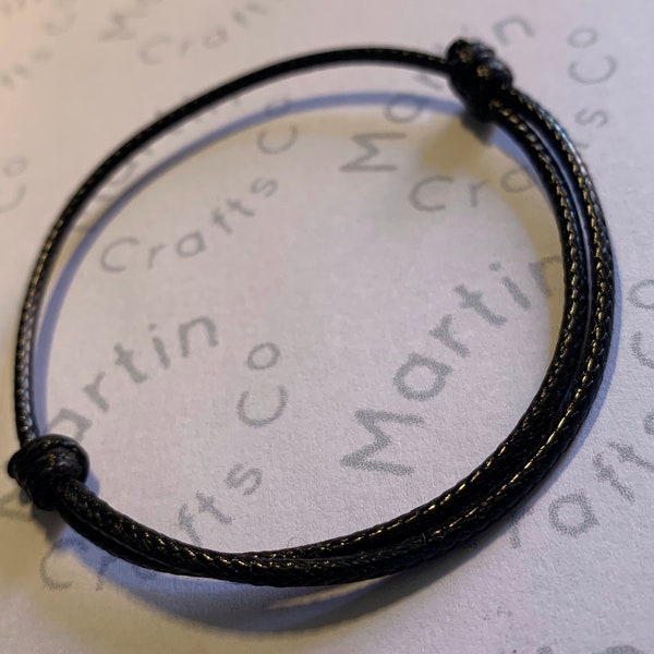 Waxed Cotton Surfer Bracelet - Black