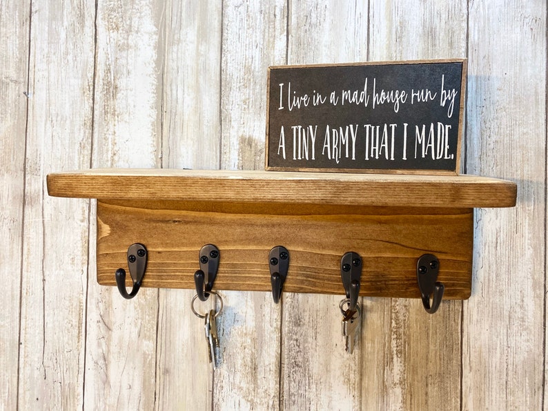 Key shelf with 5 hooks key rack key hanger entryway shelf Etsy