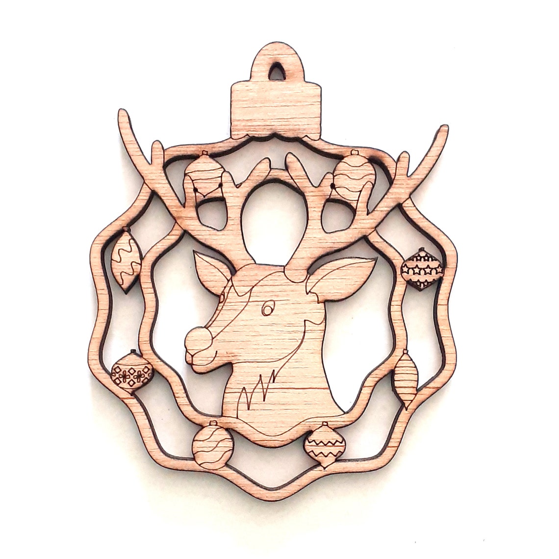 Christmas Ornament Reindeer Laser Cut File Etsy
