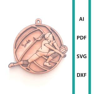 Volleyball ornament sport woman girl ornament laser cut file Glowforge dxf svg ai pdf volleyball player sport personalized commercial use