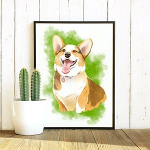 Aangepast aquarel huisdierportret van foto digitaal, lijst huisdier gedenkteken, dierentekening van foto, huisdier illustratie op maat