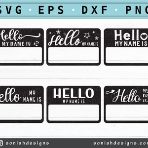 Hello my name is SVG Bundle - Name Tag Badge - Hello my name is Cut file - Digital Download, PNG, Cut Files for Cricut, Silhouette Cut Files