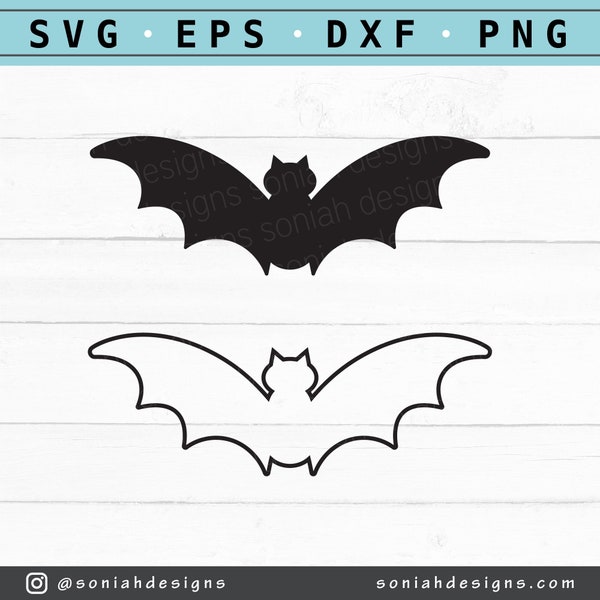 Bat SVG - Halloween Bat - Flying Bat Svg - Bat Outline -  Silhouette PNG - Digital Download, PNG, Cut Files for Cricut, Silhouette Cut Files