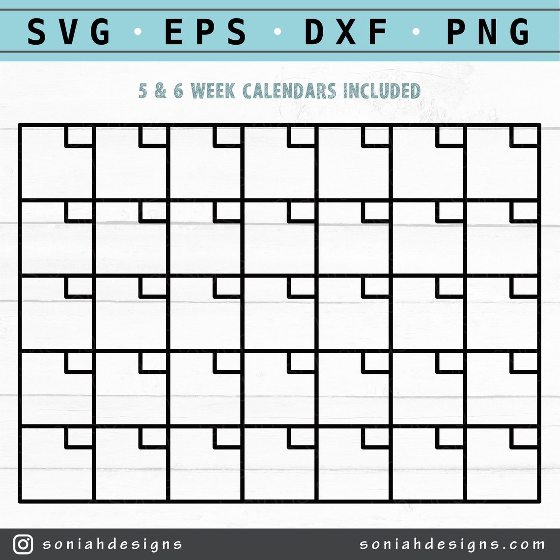 Calendar SVG Monthly Calendar Blank Calendar Svg Calendar Cut File