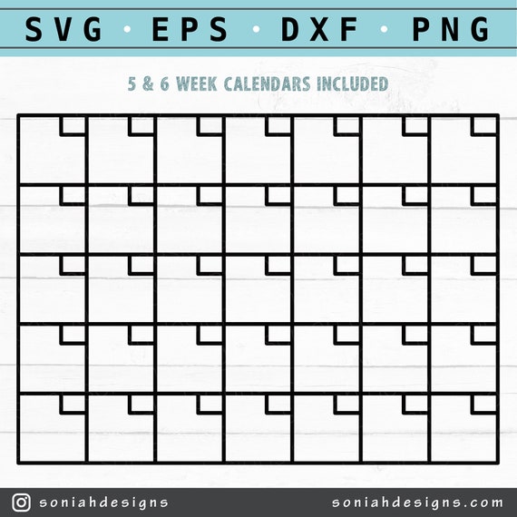 Calendar SVG Monthly Calendar Blank Calendar Svg Calendar Cut File Digital  Download, PNG, Cut Files for Cricut, Silhouette Cut Files - Etsy
