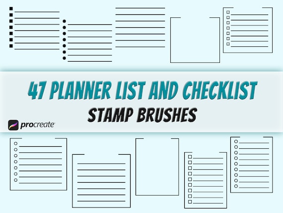47 Procreate Stamp Brushes, Digital Planner Lists, Checklists and List  Titles, Goodnotes Planner, Bullet Journals, Notebooks, Commercial Use 