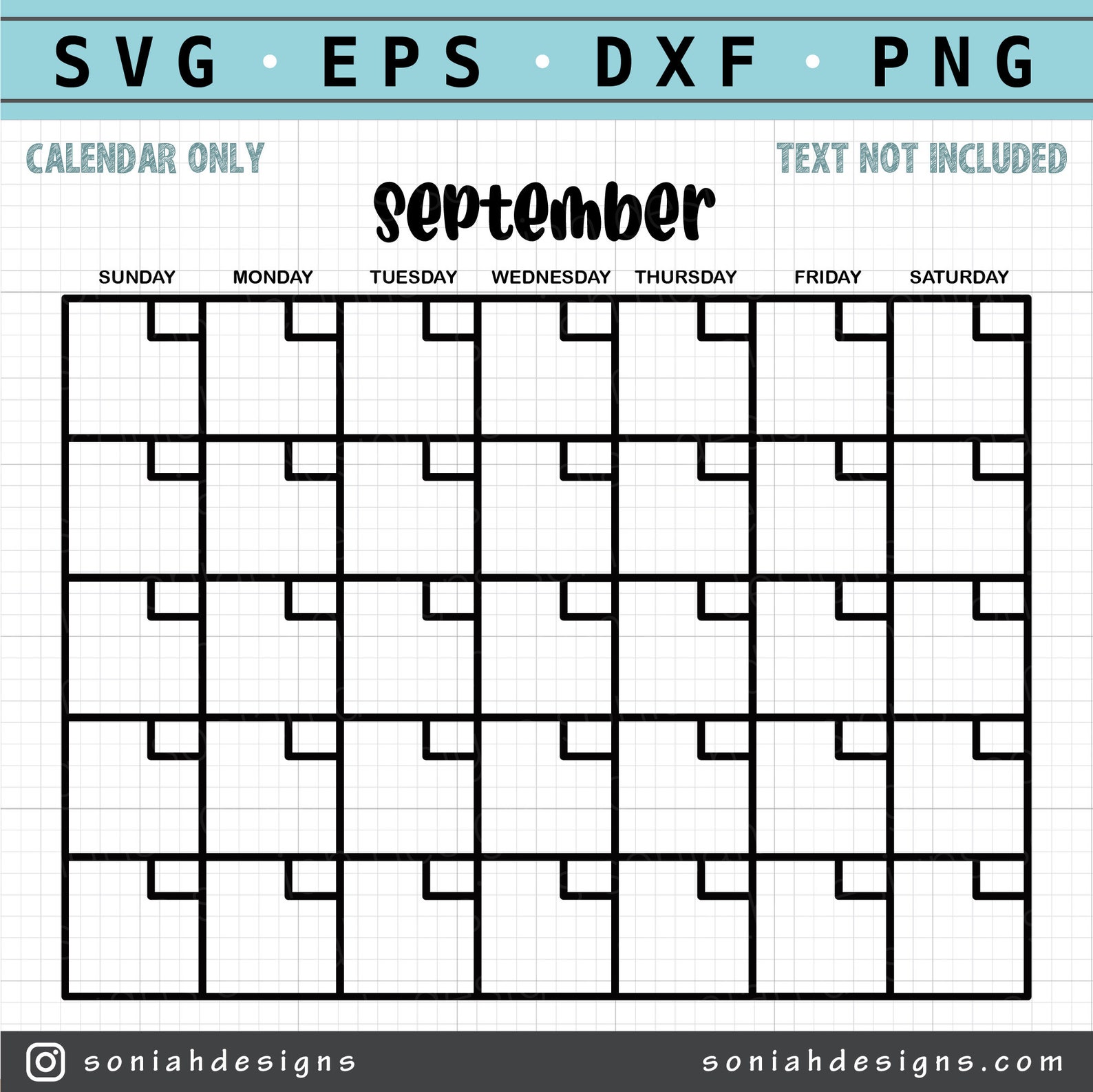 Calendar SVG Monthly Calendar Blank Calendar Svg Calendar Cut File