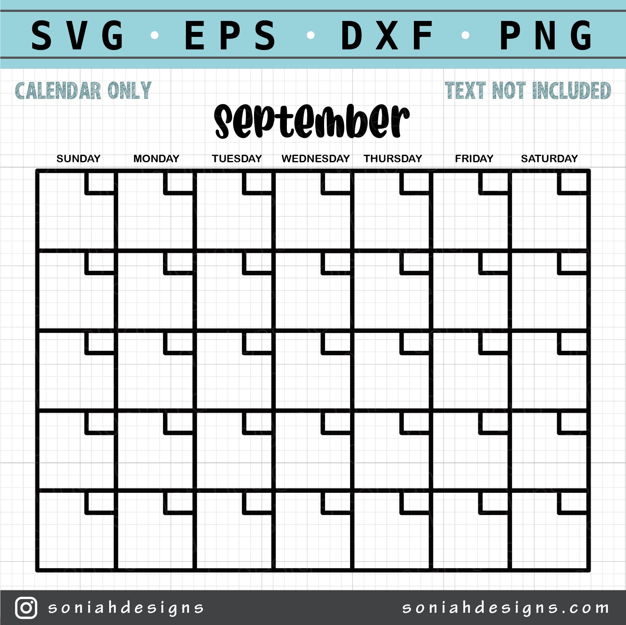 Calendar SVG - Monthly Calendar - Blank Calendar Svg - Calendar Cut ...