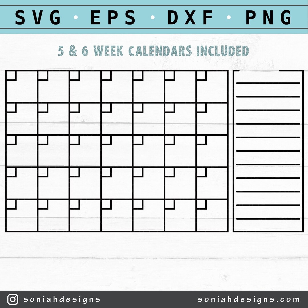 Calendar SVG - Monthly Calendar - Blank Calendar Svg - Calendar Cut ...
