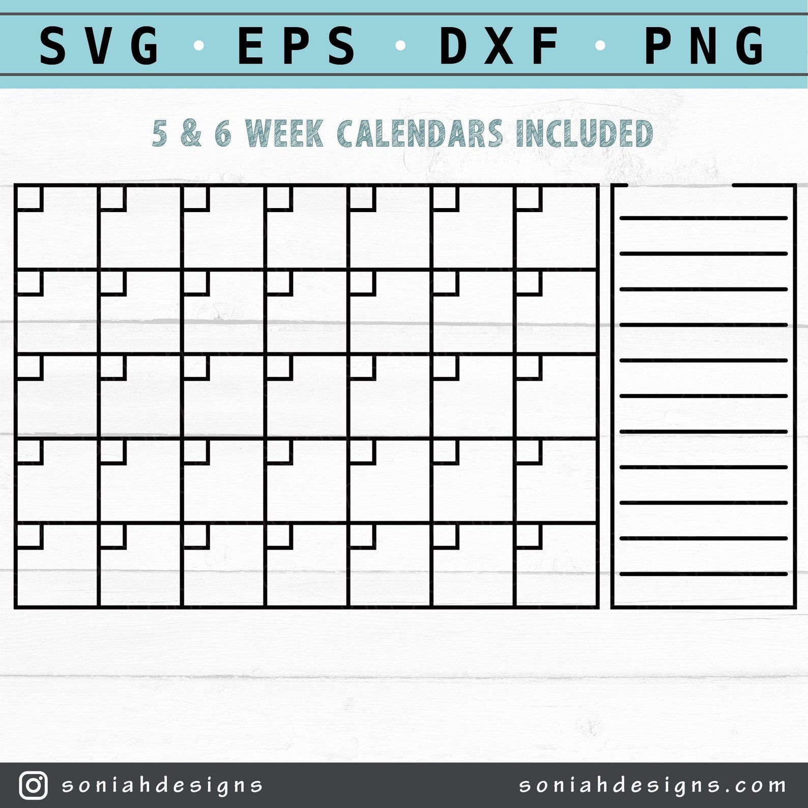 Calendar SVG Monthly Calendar Blank Calendar Svg Calendar Cut File