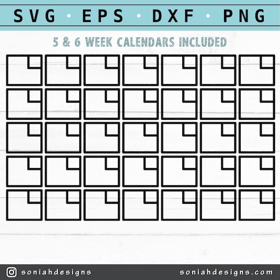 Calendar SVG Monthly Calendar Blank Calendar Svg - Etsy