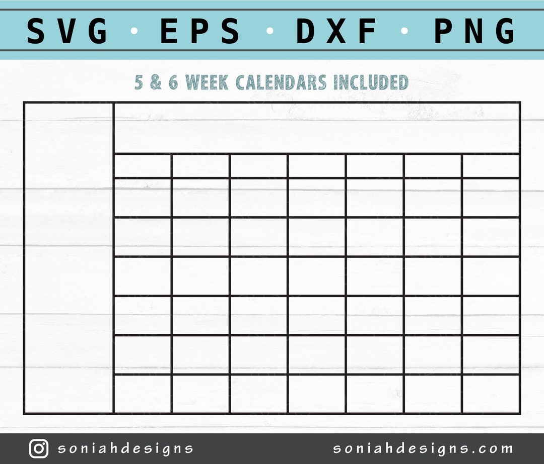 Calendar SVG - Monthly Calendar - Blank Calendar Svg - Calendar Cut ...