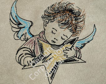 Archivo de bordado ángel con estrella