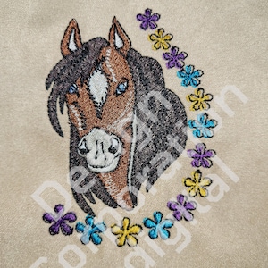 Embroidery file horse with flowers