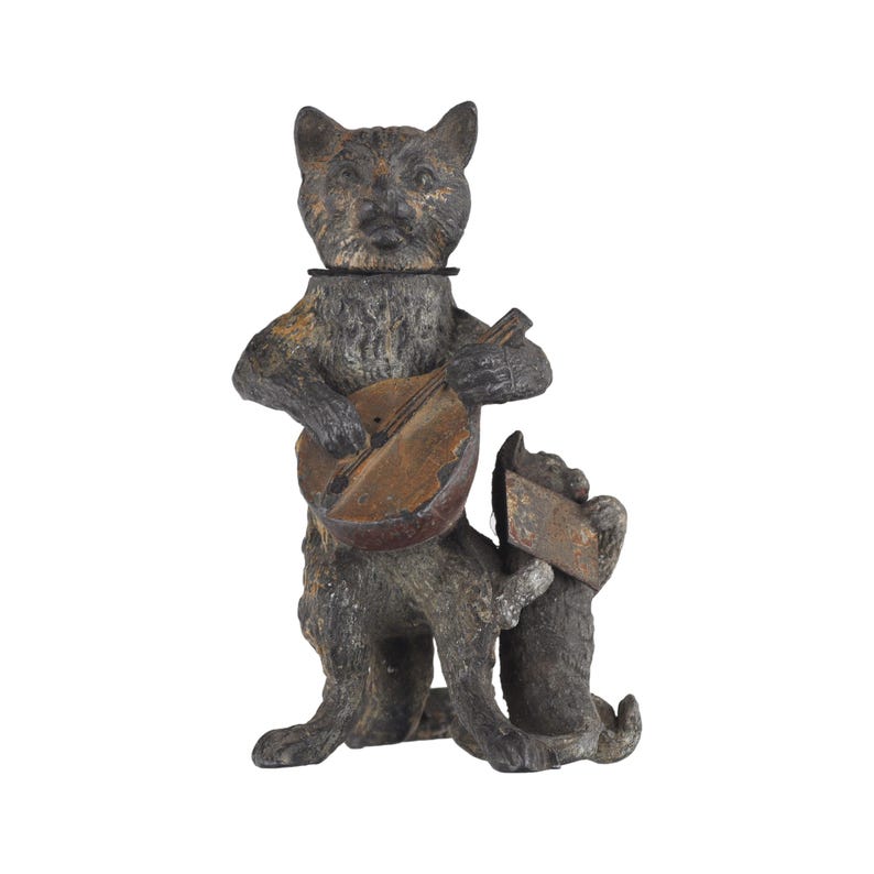 Antique Heyde Germany Nippes Figure CAT NODDER Lead C1900 DAMAGED