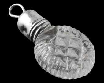 Antique Miniature Glass Smelling Salts / Scent Perfume Bottle Chatelaine c1900