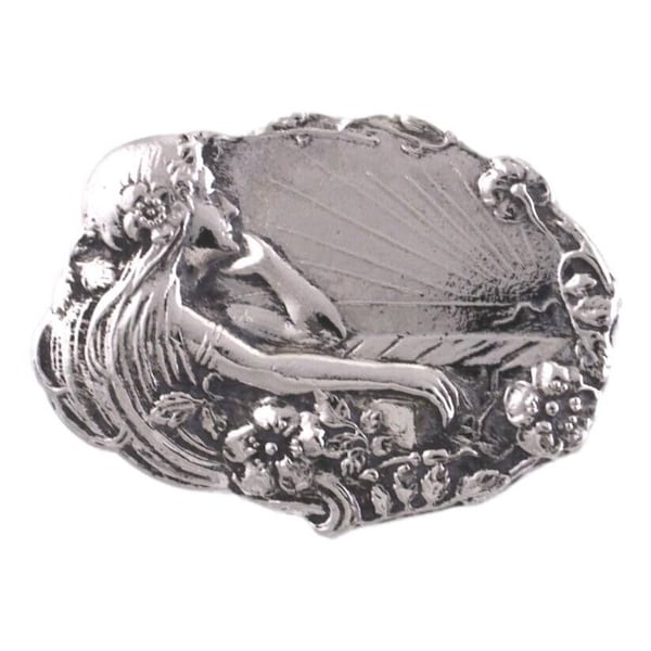 Vintage Silver UNGER BROTHERS Design Brooch Pin Art Nouveau Lady at Window