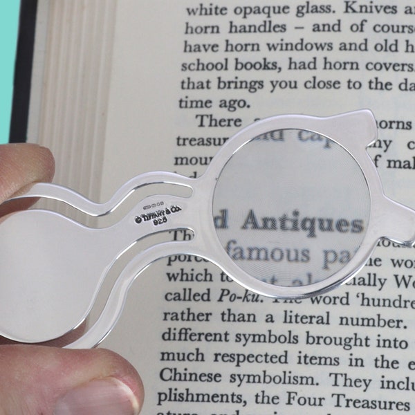 Novelty TIFFANY & CO Silver Bookmark Page Marker Eyeglasses Magnifier
