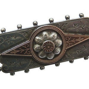 Antique VICTORIAN Silver & Gold Aesthetic Style BROOCH Pin