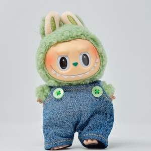 LABUBU denim overalls, Handmade Labubu clothes, Labubu outfit, doll denim overalls