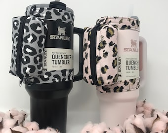 Stanley 40 ounce tumbler zippered pouch, tumbler backpack, tumbler zippered wallet, water bottle pouch, tumbler tote leopard print