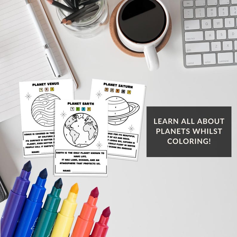 Planets Color by Numbers | Kids Printable Coloring Book (digital ...