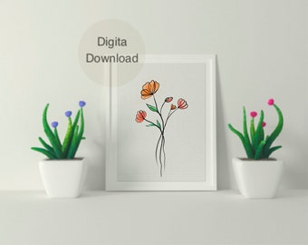 Arte di fiori fatti a mano_Arte della parete di decorazioni per la casa Stampa digitale