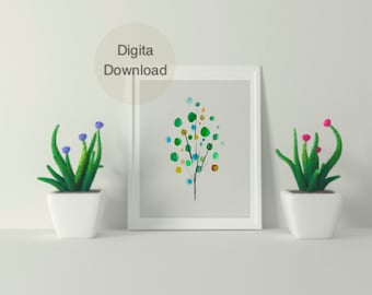 Arte digitale fatta a mano con fiori_Arte della parete decorazioni per la casa Stampa digitale