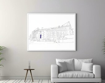 Stamford Bridge Stadium Print | Hand-Drawn Chelsea FC Football Art (A4, A3, A2)