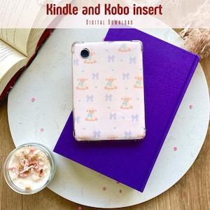 Printed Coquette Lamb and Bow E-Reader Insert – Cute Pastel Kindle or Kobo Cover for Book Lovers