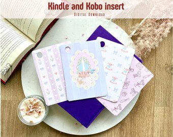 LOT d'inserts pour liseuse électronique imprimés « Agneau et nœud coquette » – Jolie couverture pastel pour Kindle ou Kobo, idéale pour les amateurs de livres