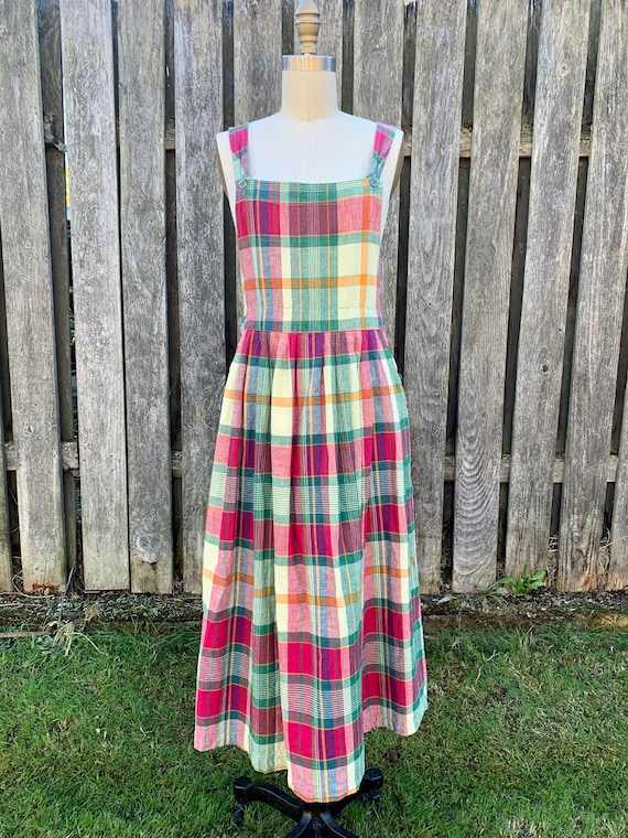 Vtg 80’s Madras Plaid Cotton Lauren Brooke Jumper