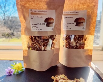 Cèpes sauvages séchés, séchés délicatement, cueillis à la main, 1 sachet de 20 g ou 1 lot de 2 sachets de 20 g de chanterelles/cèpes
