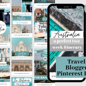 15 Customizable Pinterest Graphic Templates | Travel Blogger Pin Templates | Social Media Templates | Pinterest Pins | Canva Template