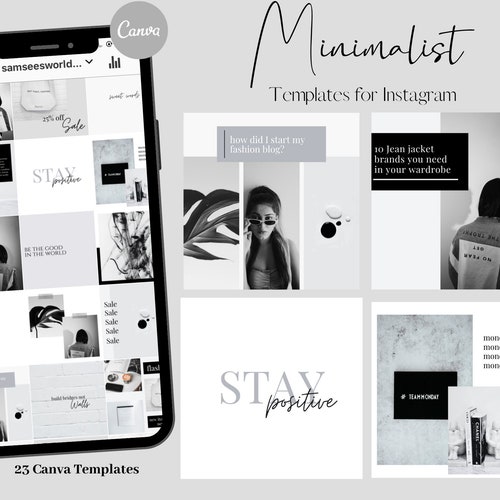 23 Minimalist Instagram Templates for Canva | Templates for Instagram | Canva Template | Digital Download | Social Media Templates