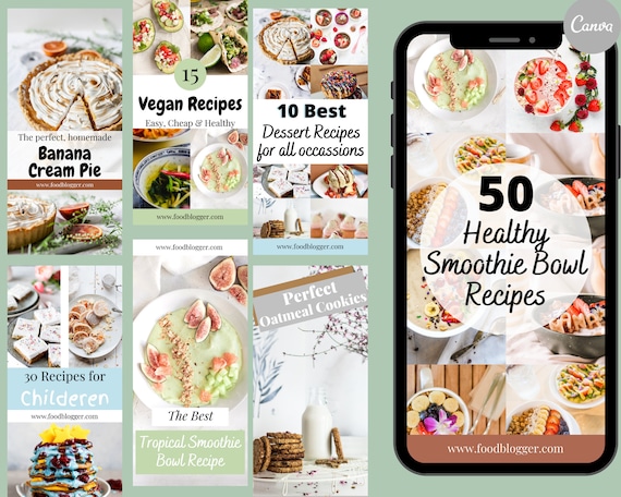 Customizable Food Blogger Pinterest Templates, Canva Templates, Travel Blogger Pinterest, Pinterest Pins, Pin Design, Social Media Templates