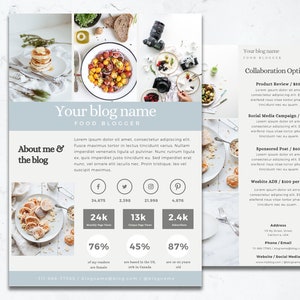 Food Blogger Media Kit Template for Influencers | Canva Template | Press Kit | Canva Template | Business Media Kit | Digital Download