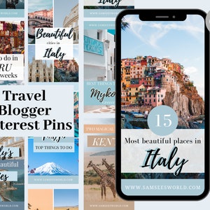 20 Customizable Pinterest Templates, Canva Templates, Travel Blogger Pinterest, Pinterest Pins, Pin Design, Social Media Templates