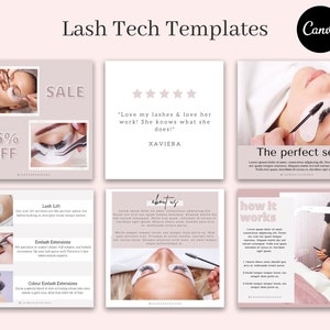 Lash Tech Social Media Templates | Price Instagram Template |  Canva Template | Salon Spa Price Sheet | Lash Template