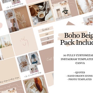 30 Boho Beige Instagram Templates for Canva Instagram Post - Etsy Canada