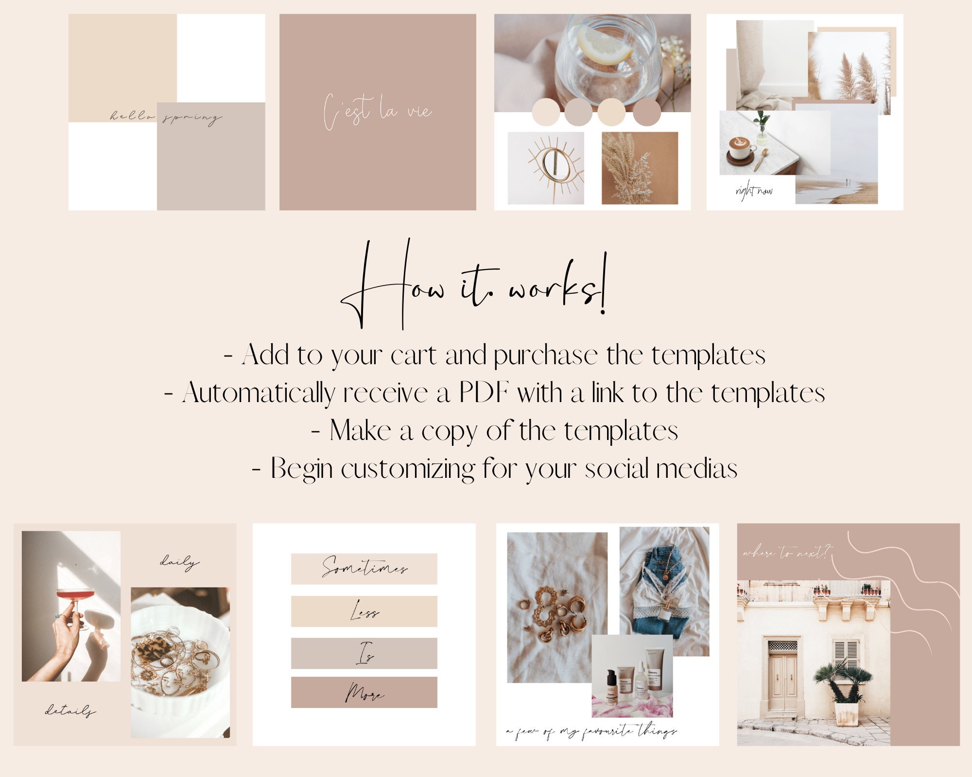 30 Boho Beige Instagram Templates for Canva Instagram Post - Etsy