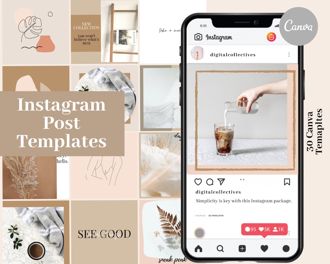 30 Simplicity Instagram Templates for CANVA Social Media Templates ...