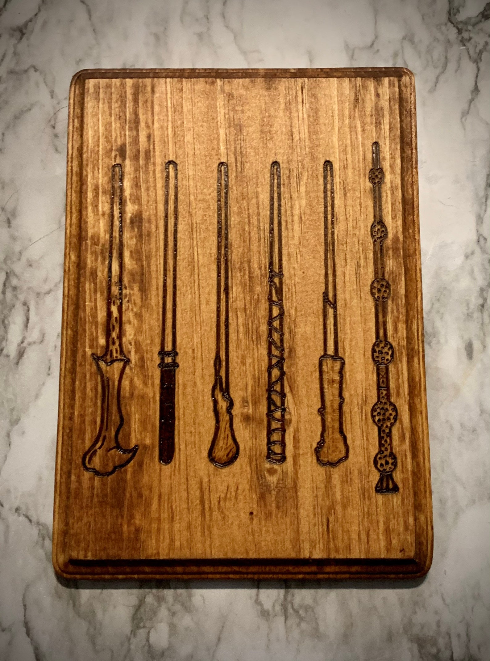 Harry Potter Wood Burned Wand Collection Pyrography Wizard Etsy