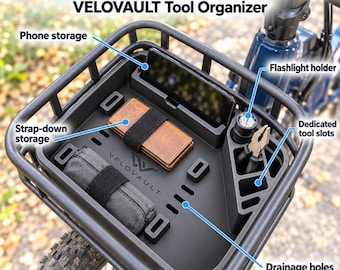 VeloVault Bike Basket Organizer Insert – Tool & Flashlight Storage Tray